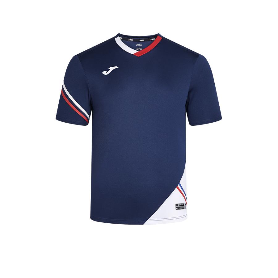 Men's V-neck quick-drying tennis T-shirt [navy blue] 